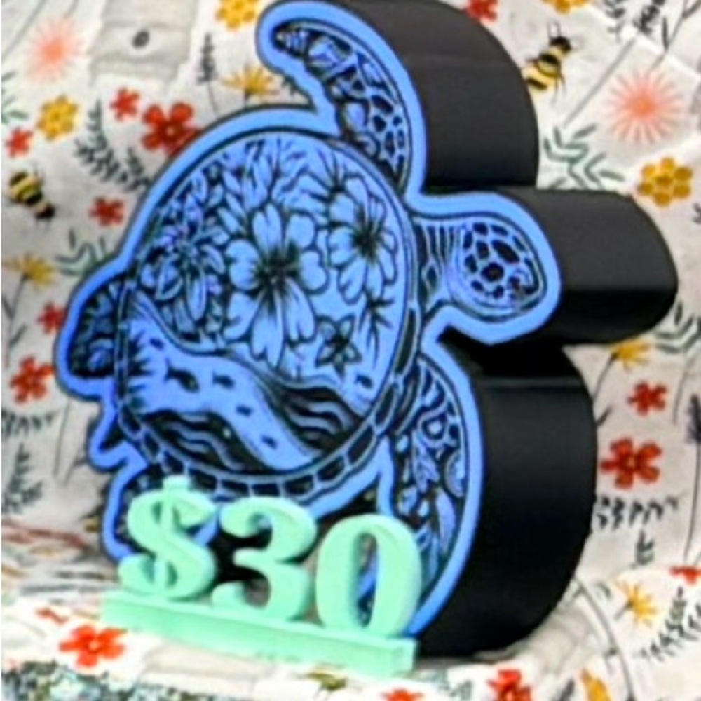 Floral Turtle LED Light Decor - Black and Blue